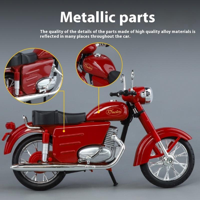 1/10 Scale Czechoslovakia Jawa250 Motorcycle Alloy Diecast Car Model Sound & Light Autocycle Indoor Desktop Exquisite Ornaments Gifts
