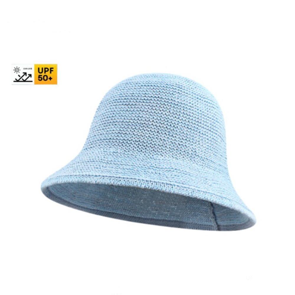 Casual Solid Color Bucket Hat Korean Style Foldable Visor Hat Breathable Knitted Sun Protection Hat For Women