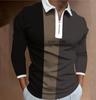 Stylish Long Sleeve Polo Shirt with Leopard Print Graphic, Trendy Casual Wear
