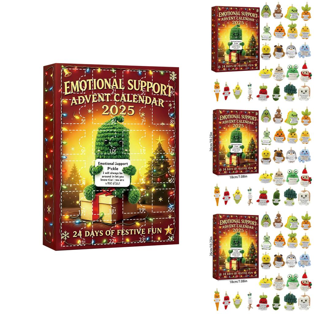 Christmas Emotional Support Advent Calendar With Cartoon Acrylic Decorations For Gift Giving