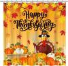 Happy Thanksgiving Day Shower Curtain Turkey Pumpkin Decorations For Autumn Fall Harvest Festival Give Thanks Thankful Fabric