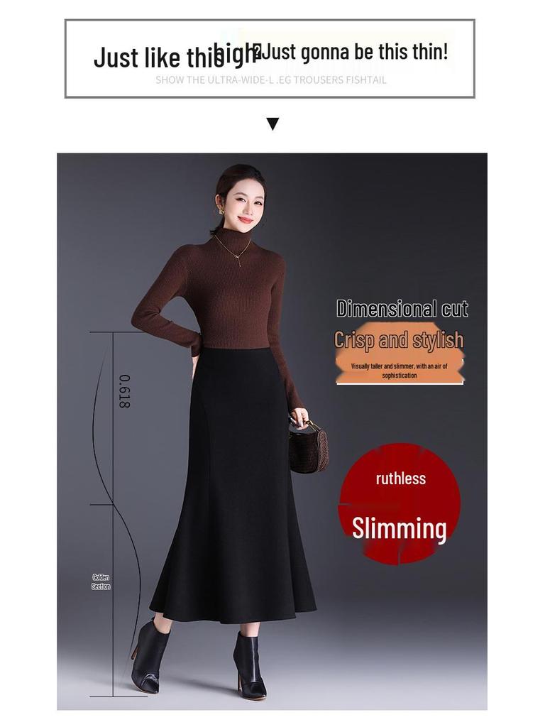 Autumn/Winter 2025 Cashmere High-Waist Mermaid Pencil Skirt