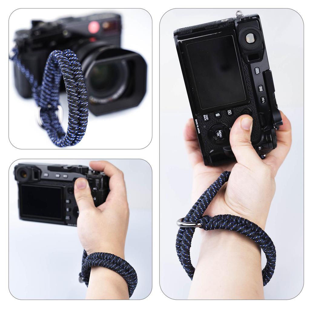 Camera Wrist Strap Paracord Camera Hand Strap Wrist Lanyard for DSLR or Mirrorless MID [Qiang Ni] - High-End Cameras, Black, (Blue)