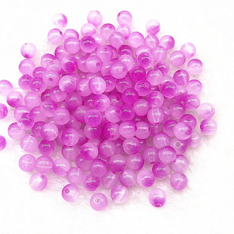 50pcs 8mm Double Color Imitation Jade Round Acrylic Beads Loose Spacer Beads Pattern for Jewelry Making DIY Bracelet Necklace