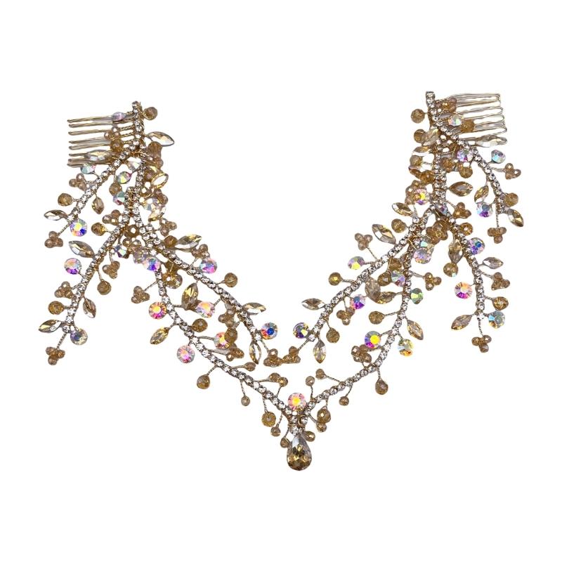 

Rhinestones Crystal Hair Comb Jewelry Bridal Modern Headdress Blingbling Forehead Jewelry Bride Wedding Party шампанского