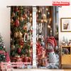 2pcs 2D Flat Printing Merry Christmas Scene Curtains Merry Christmas Scene Polyester Fabric Without Electricity Festive Holiday