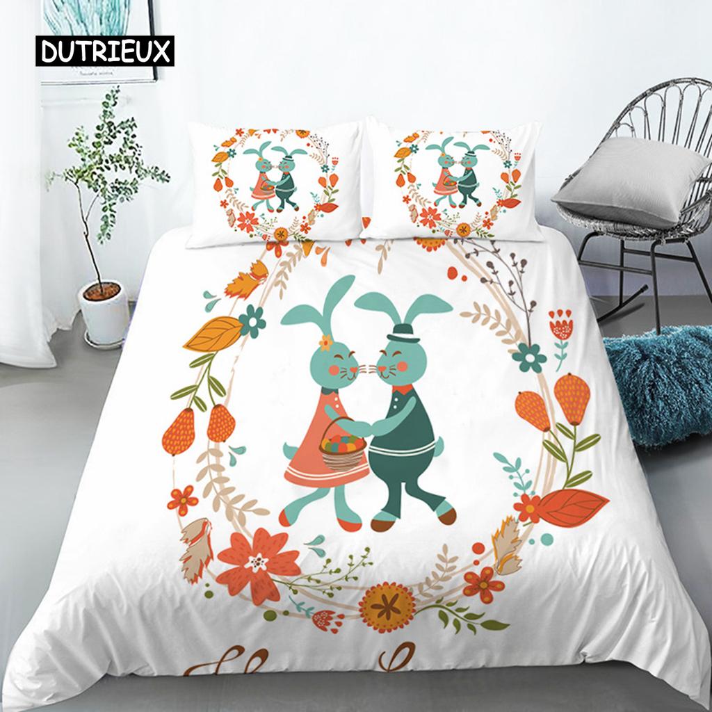 Chicken Animals King Queen Duvet Cover Lovely Cartoon Farm Chick Bedding Set Kids Girls Wildlife 2/3pcs Polyester Quilt Cover