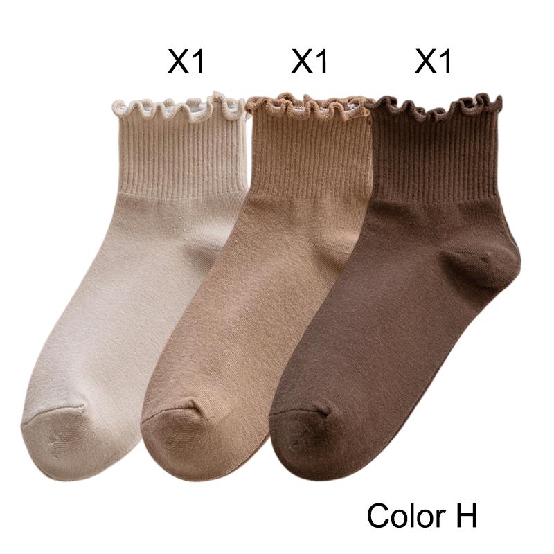 3 Pairs/Lot Cute Socks For Women New Japanese Style Breathable Girls Short Socks Kawaii Solid Socks Frilly Ruffle Socks Casual