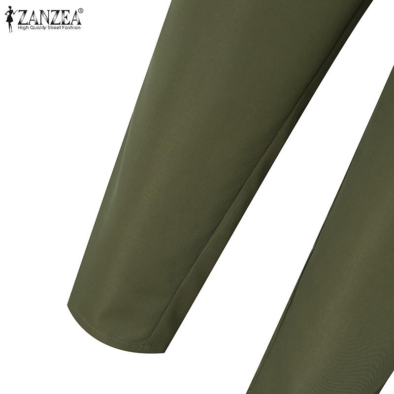 ZANZEA Women Casual Solid Color Loose Pleated Tapered Harem Pants
