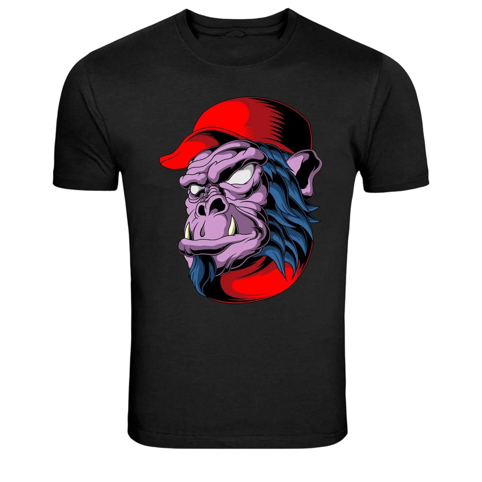 Angry Gorilla With Red Cap Street Style Graphic T-Shirt 4XL