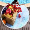 Summer Tropical Fruit Round Beach Towel Delicious Hawaii Fruits Sandproof Beach Blanket Soft Quick Dry Towel Portable Picnic Mat