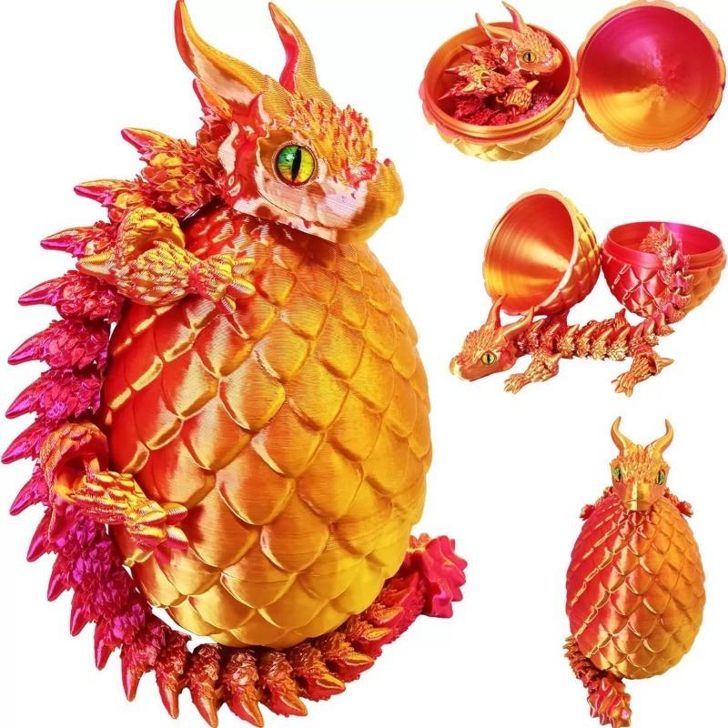 3D Printed Double Horned Dragon Egg Set, Movable Joint Creative Fidget Toy, Kids Gift Home Decor Ornament