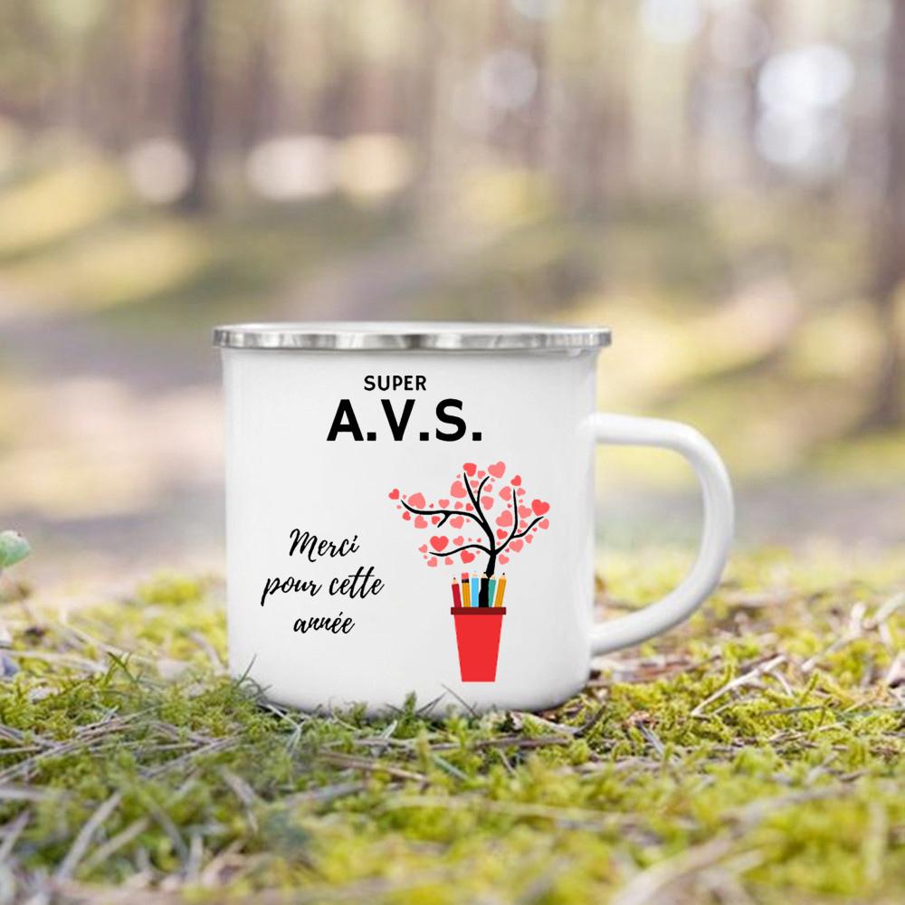 French Print Mugs Creative Coffee Cups Drinks Water Enamel Cup School Handle Drinkware Gifts for Maitresse/Maitre/Atsem/Aesh/Avs