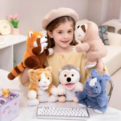 Stuffed Plush Animals Toys Hand Finger Story Puppet Kawaii Dolls Educational Baby Toys Duck Lamb Cow Dog Horse Children Gift