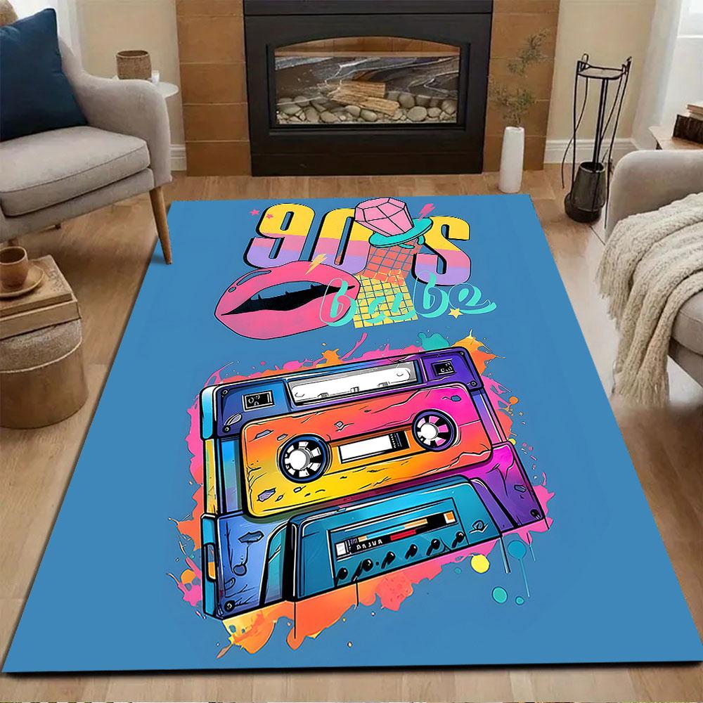 "90s Babe Retro Cassette Design" Patterned carpet, non slip mat suitable for living room and bedroom sofas