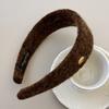 Wool Oval Gold Label Wide Hair Band for Autumn and Winter, High Top Hairpin, High-end Headband for Going Out