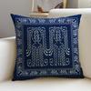 B-Blue Calico Cushion Cover Cushion Cover Pillowcase, Anti-Mite Invisible Zipper, Linen Sofa Cushion