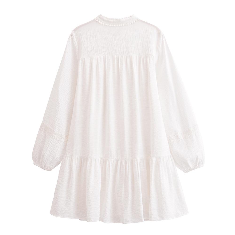 2025 Spring/Summer Women's Loose Lace Crew Neck Long Sleeve Dress