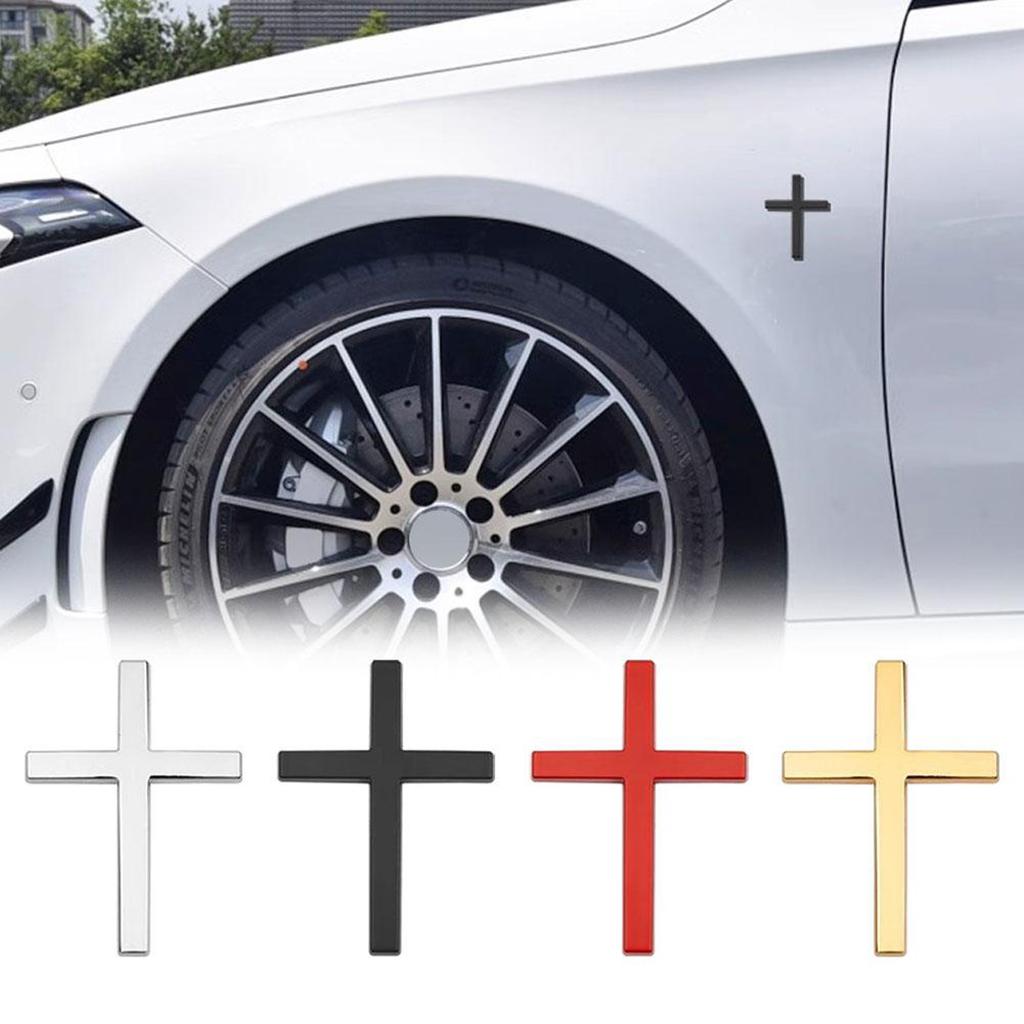 Cross Model Car Stickers Durable Zinc Alloy 3D Waterproof Scratch Cover for Auto Body Decoration