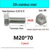 M14-30 304 Stainless Steel Fully Threaded Hex Head Screw Bolt