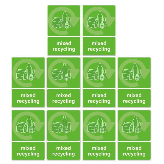 

Наклейка для переработки для мусорного бака самоклеящаяся водонепроницаемая знаки сортировки отходов для дома 10pcs светло-зеленый