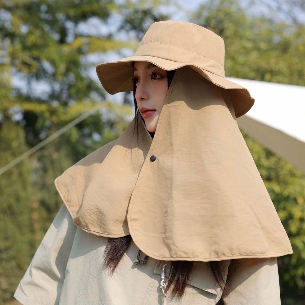 Fashion Wide Brim Shawl Fisherman Hat Breathable Bow Hiking Bucket Hat Sunscreen Elastic Mountaineering Cap Camping
