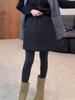 Women's Black Padded High-Waisted Slimming Short Skirt - Fashionable Versatile Autumn/Winter Style