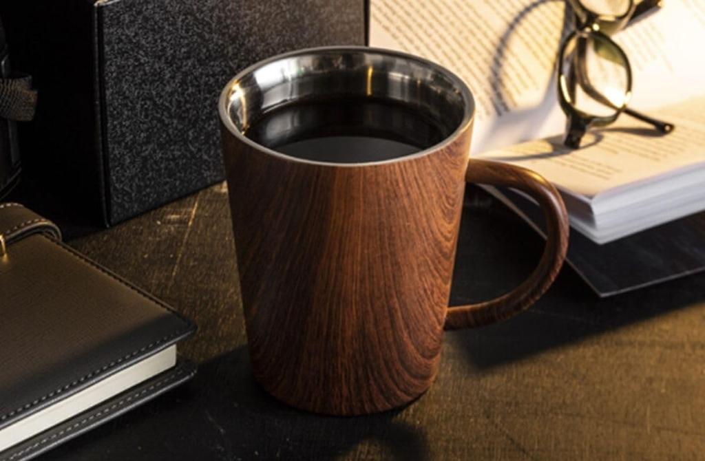 Glass Wood Grain Stainless Steel Mug Imabari Towel Dishwasher Safe J-kitchens Set & Set, 360ml,