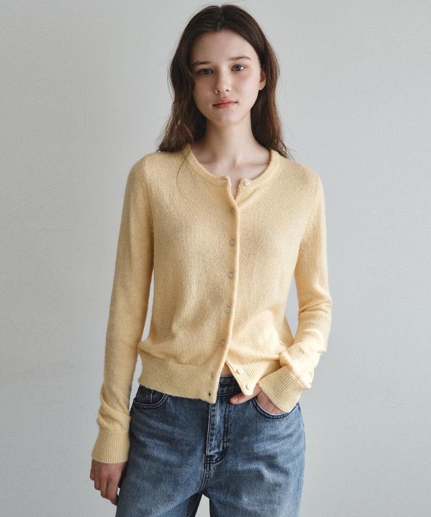 Wednesdayoasisforwomen Momo Hairy Round Cardigan_Butter Yellow(Wc26Kn40)