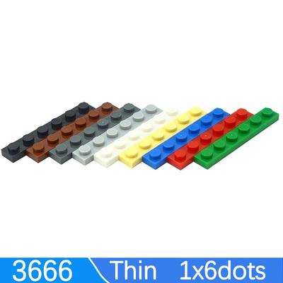 50Pcs DIY Building Blocks Thin Plate 1x6 Dots Classic Bricks Educational Creative Size Compatible With 3666 Toys for Kids