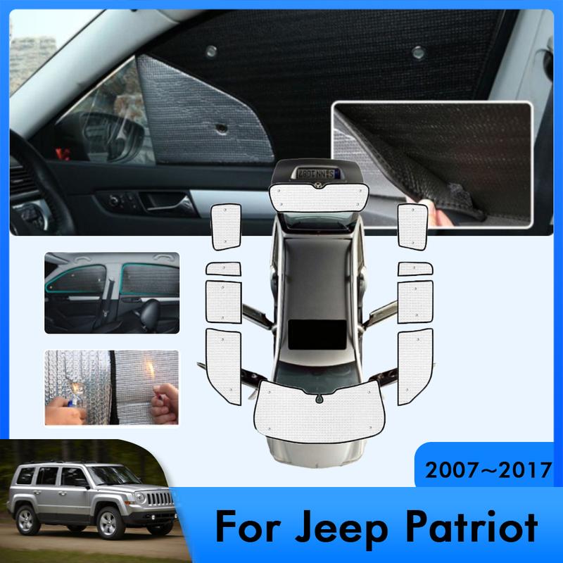 For Jeep Patriot 2007~2017 2010 2014 2016 Shading Sun Anti-UV Sunshade Car Sunshade Auto Window Curta Stickers Accessories