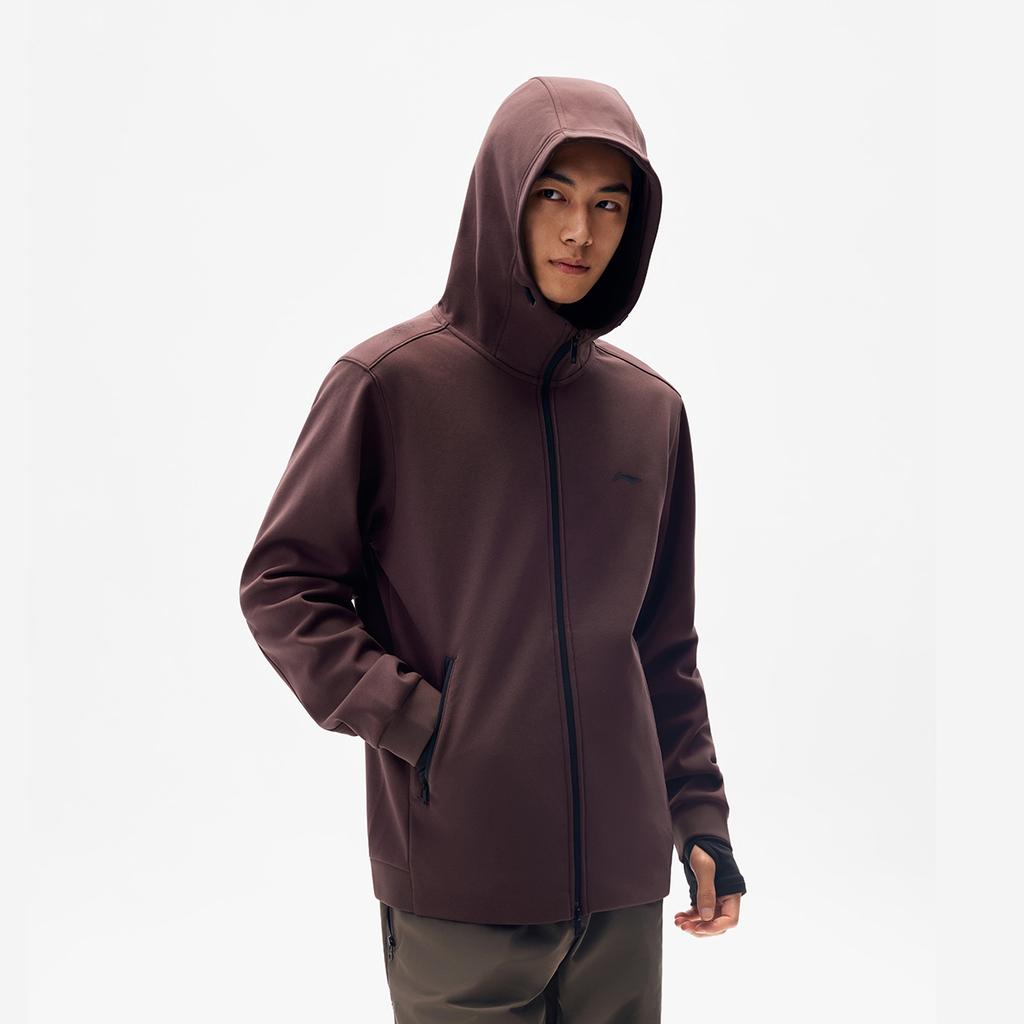 Li Ning Fitness Series Hooded Logo Print Comfortable Versatile Long Sleeve Jacket Men Jackets AWDVC39-7