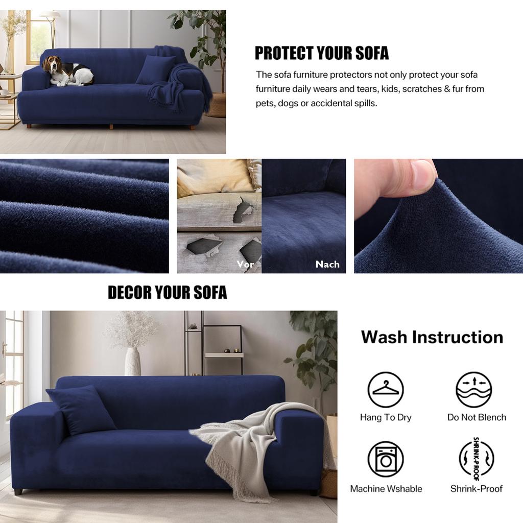 Stretch Plush Sofa Covers for Living Room 1/2/3/4 Seat All-inclusive Velvet Couch Covers Elastic Case Couch Sofa Slipcover Towel