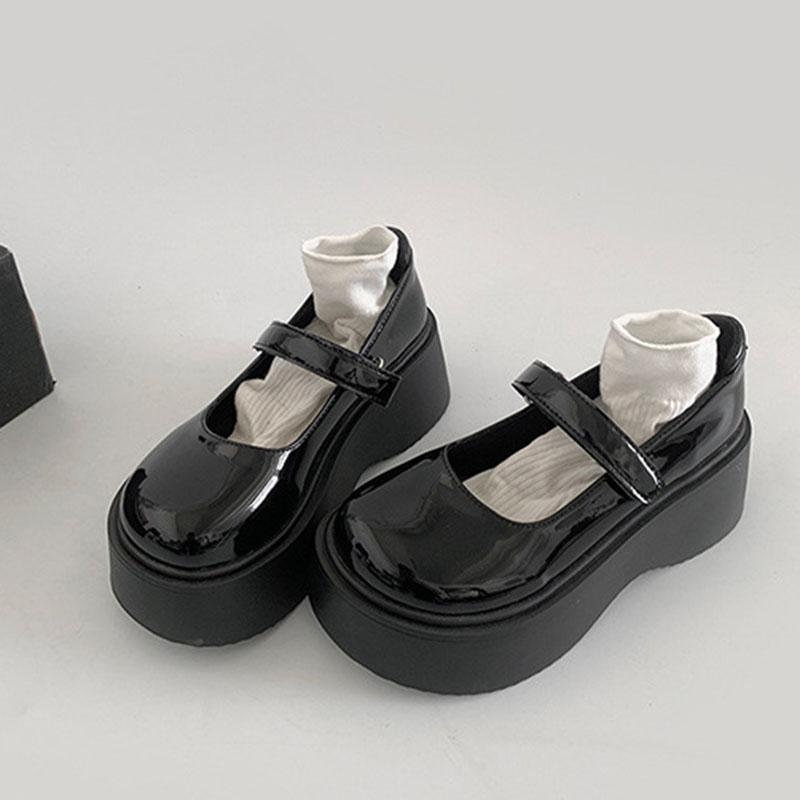 

Fashion Comemore Platform Thick Heel Women Mary Jane Shoes Fashion Shallow Round Toe High Heels Casual Street Style Pumps Single Shoe 35