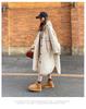 Beige Hooded Lambswool Mid-Length Coat - Thickened Korean Style, Loose Fit, Autumn/Winter Plush Jacket