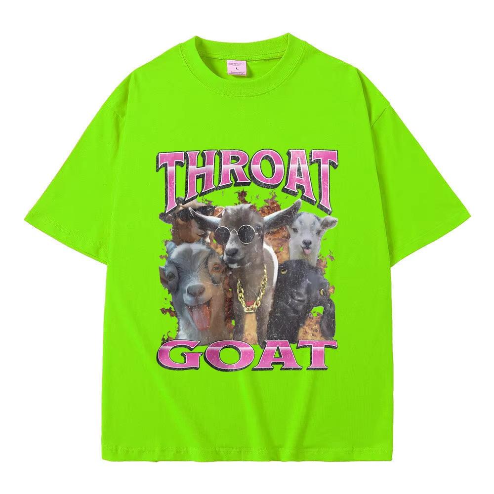 Funny Throat Goat Graphic Print Tshirt Male Fashion Oversized Streetwear Unisex Women Casual High Quality Pure Cotton Short Sleeve