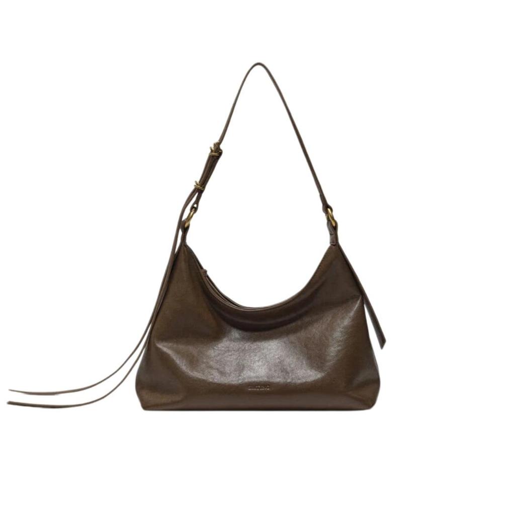 SMTING Shoulder Bag, Top-Grain Leather Tote Bag, Underarm Bag, Meilad Brown, Small Size