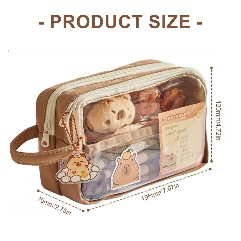 Cartoon Capybara Pencil Case Large Capacity Pencil Holder Aesthetic Pen Bag Lovely Pencil Pouch School Office Supplies