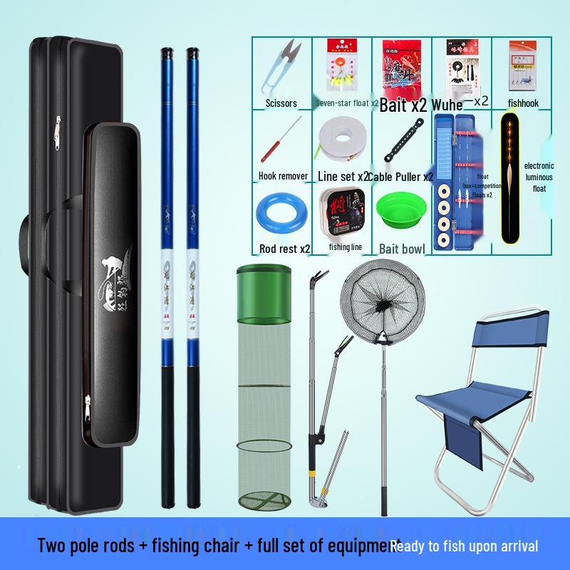 Complete Beginner Fishing Rod & Tackle Set with Ten Sea Fishing Accessories