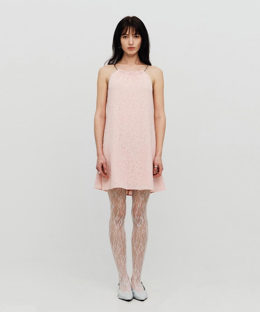 SEALOT Shirred Neck Chain Mini Dress (Pink)