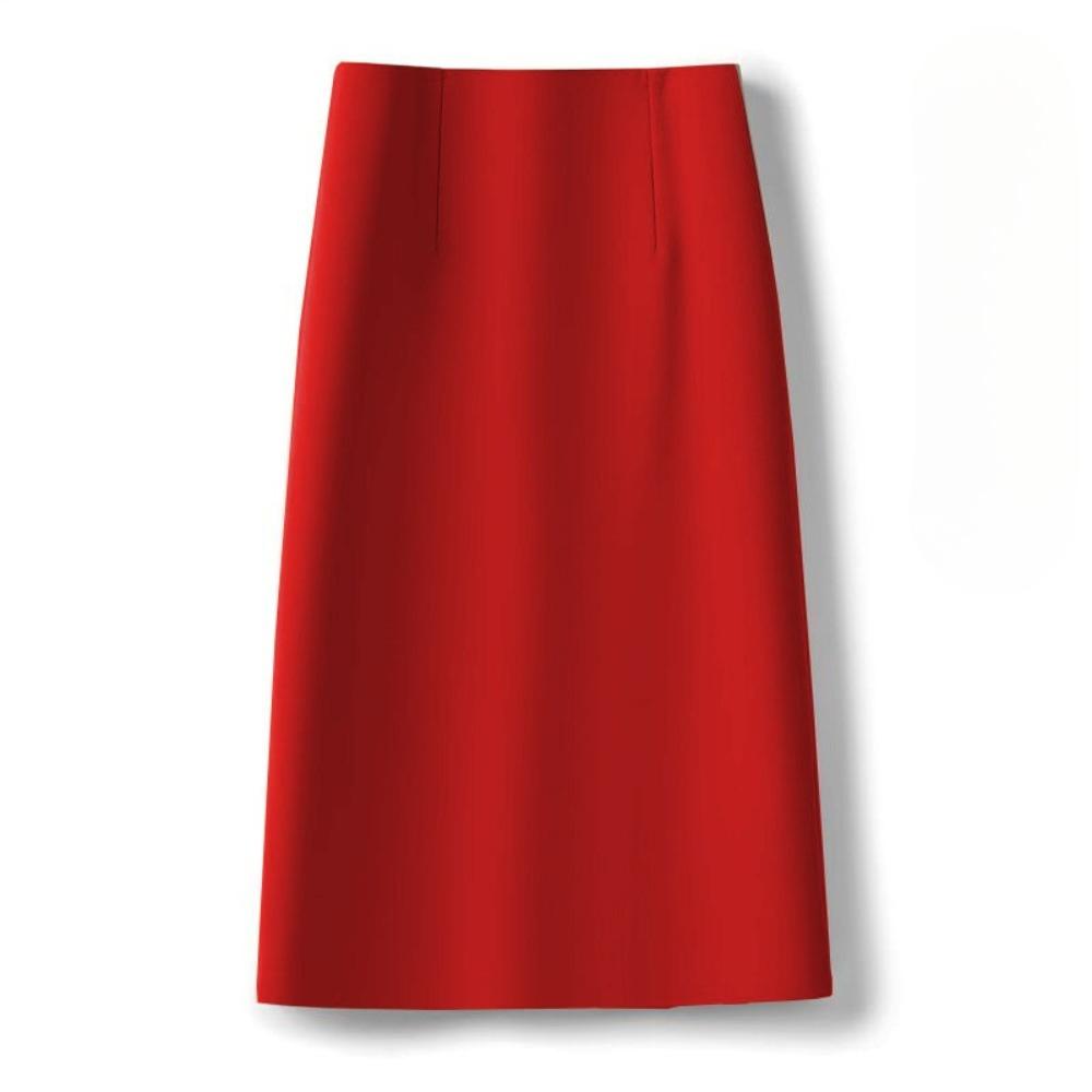 Women's High Waist A-Line Midi Skirt Non-Stretch Commuter Suit Skirt With Back Slit