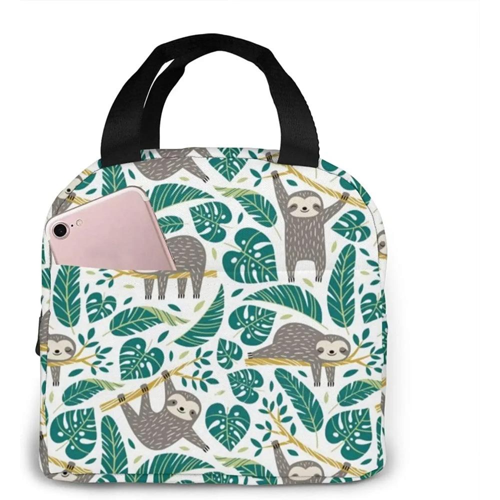 Cartoon Sloth Seamless Pattern Thermal Lunch Bag for Women Insulated Lunch Box Reusable Cooler Tote Bag for Work Picnic Travel