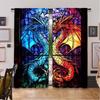 Set Of 2 Blue Gold Vibrant Dragon Curtains Suitable Living Room Dining Kitchen Bedroom Bathroom Study Office Curtain Polyester Perfect For