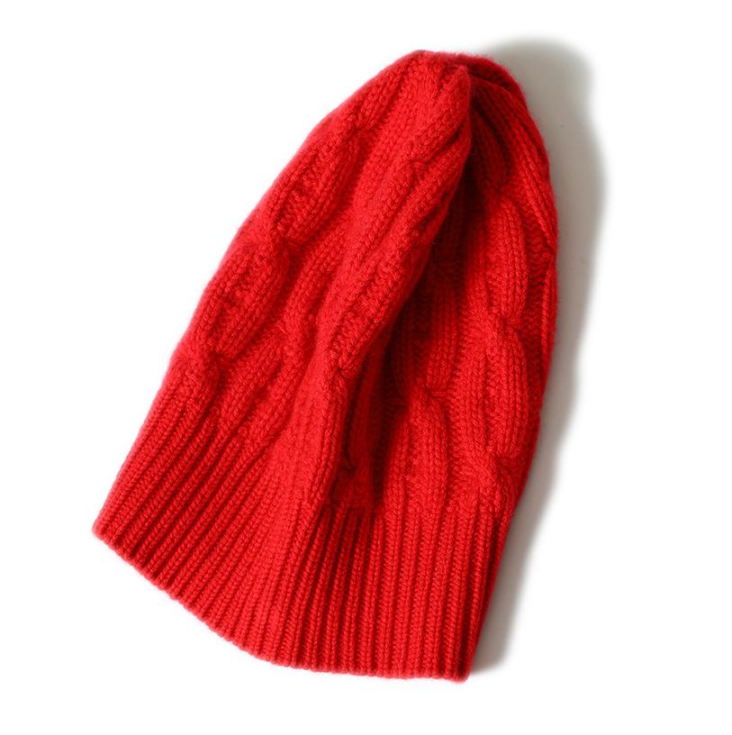 100% Cashmere  Cable Knitted Beanies New Design Custom Unisex Hats