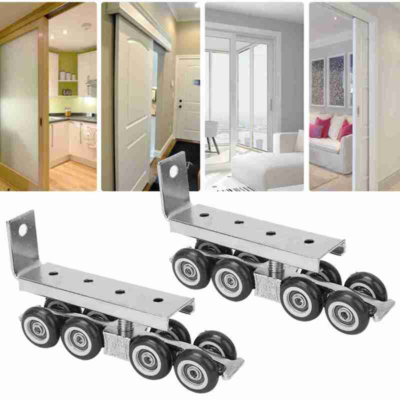 1 Pair 8 Wheels Sliding Door Rollers Hardware Hanging Wheels Silent Rail Wheel