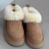 Fashion Sleeve Snow Boots Winter New Round Toe Suede Platform Plush Warm Non-Slip Naked Boots