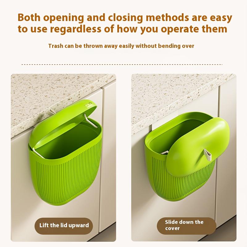 1pc Wall Mounted Trash Can with Pull Out Lid , No Drill Installation, Large Capacity Durable Plastic Bin for Kitchen , Bathroom