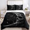 3pcs Midnight Moonlit Skull Printed Duvet Cover Set (1 * Cover+2 * Pillowcase, Without Core), Suitable for Home Bedroom, Guest Room, Dormitory De
