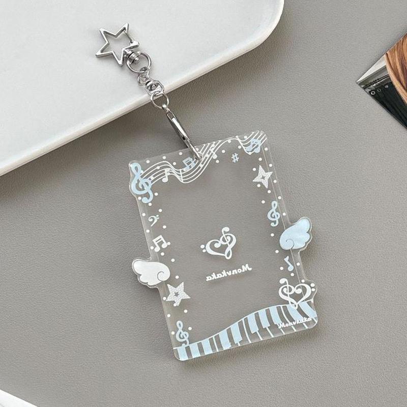 Angel Piano Themed 3 Inch Photocard Holder Acrylic Hard Card Sleeve Scratch Resistant Protector for Idol Card Collection
