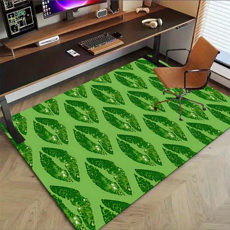 1PC Lips Green Extra Large Non Slip Floor carpet, Office, family, bedroom, Studio Large Area Rug Indoor Rugs, , Vibrant Colors